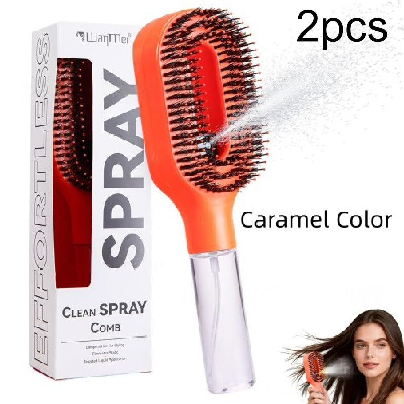 2-in-1 Mist Spray Detangling Hairbrush – Scalp Massage & Anti-Static Care
