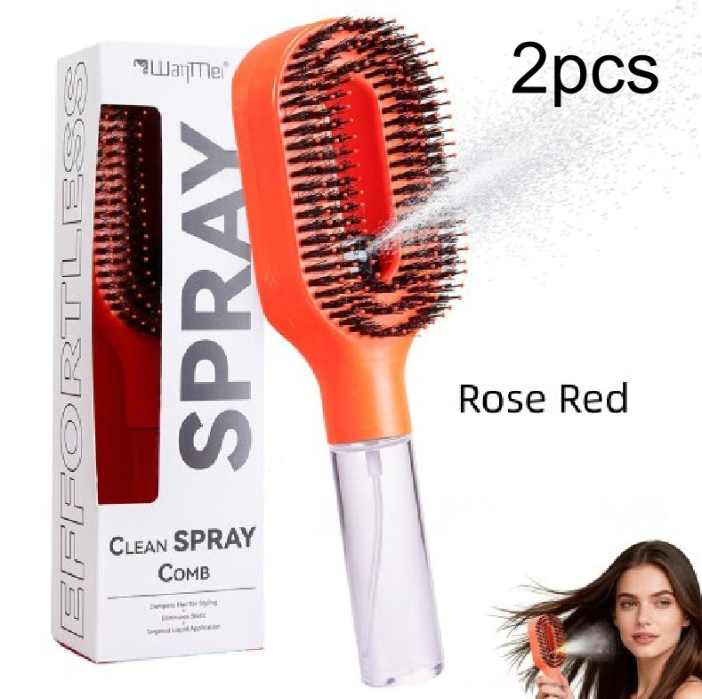 2-in-1 Mist Spray Detangling Hairbrush – Scalp Massage & Anti-Static Care