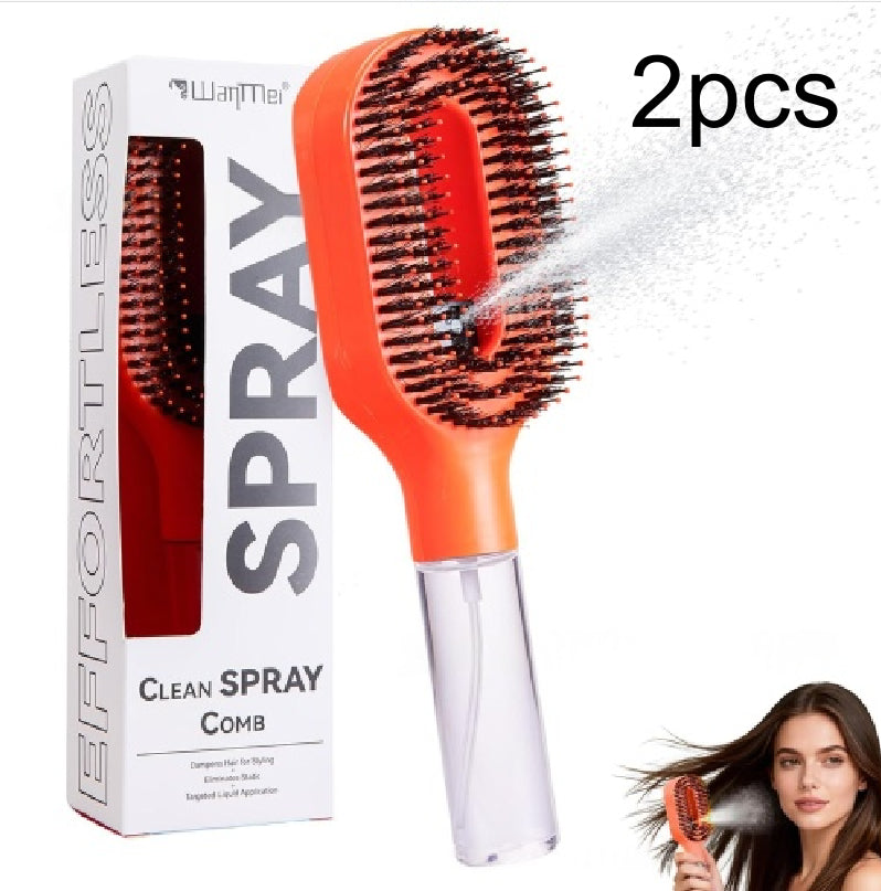 2-in-1 Mist Spray Detangling Hairbrush – Scalp Massage & Anti-Static Care