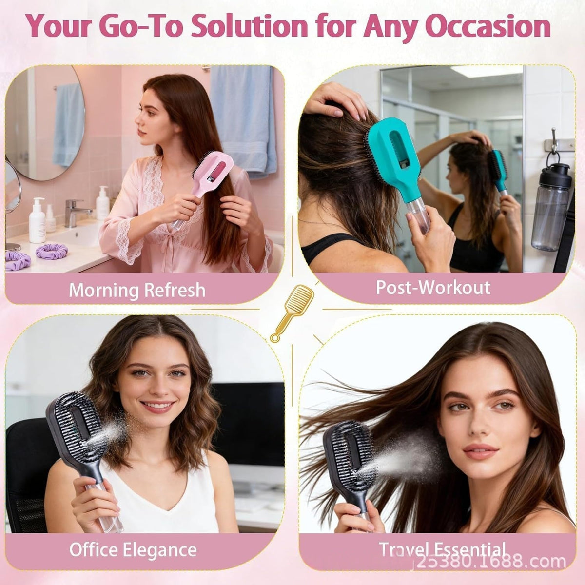 2-in-1 Mist Spray Detangling Hairbrush – Scalp Massage & Anti-Static Care