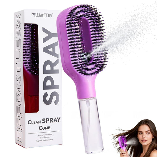 2-in-1 Mist Spray Detangling Hairbrush – Scalp Massage & Anti-Static Care