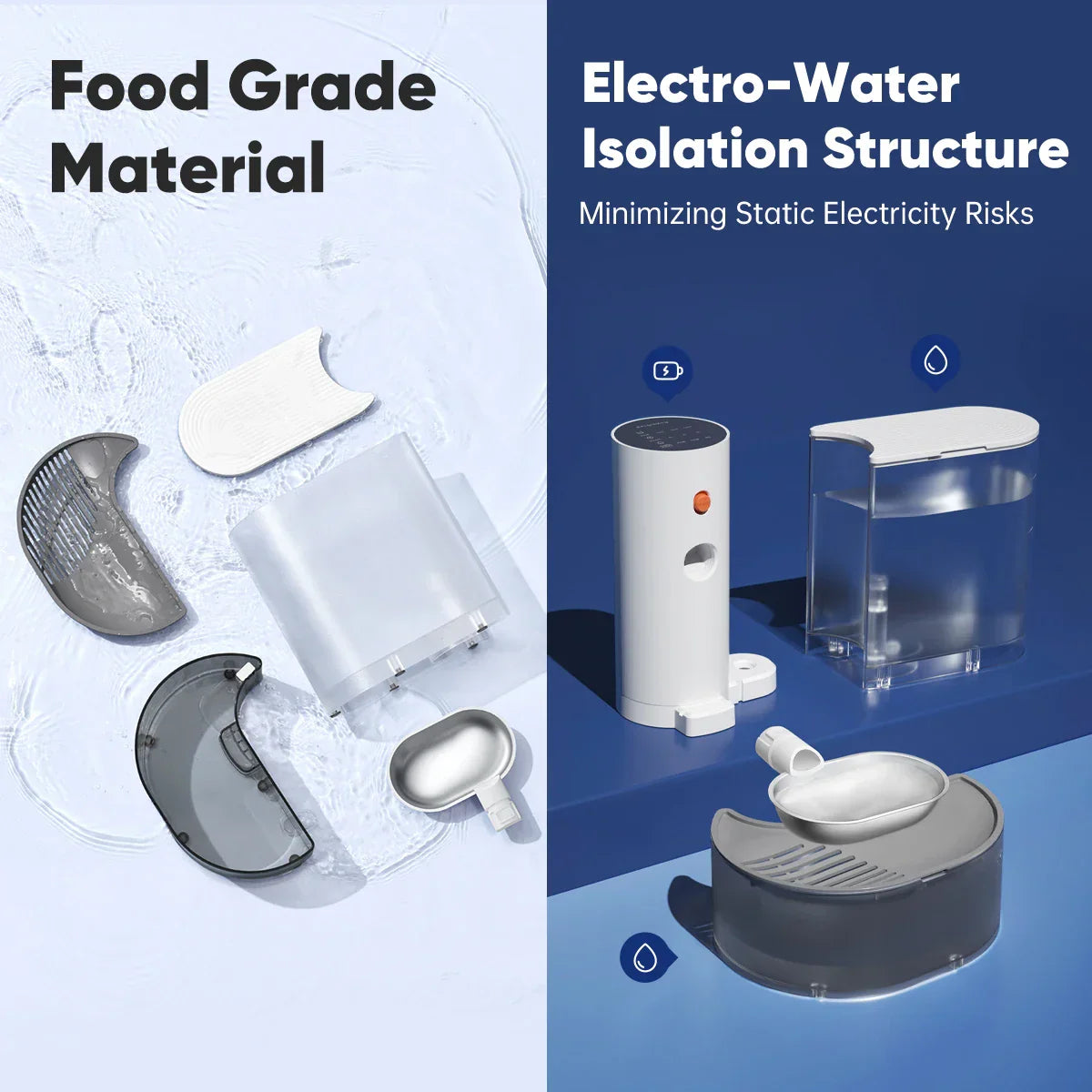 booteely 3L Rechargeable Automatic Pet Water Dispenser with Stainless Steel Bowl & LCD Display for Cats and Dogs