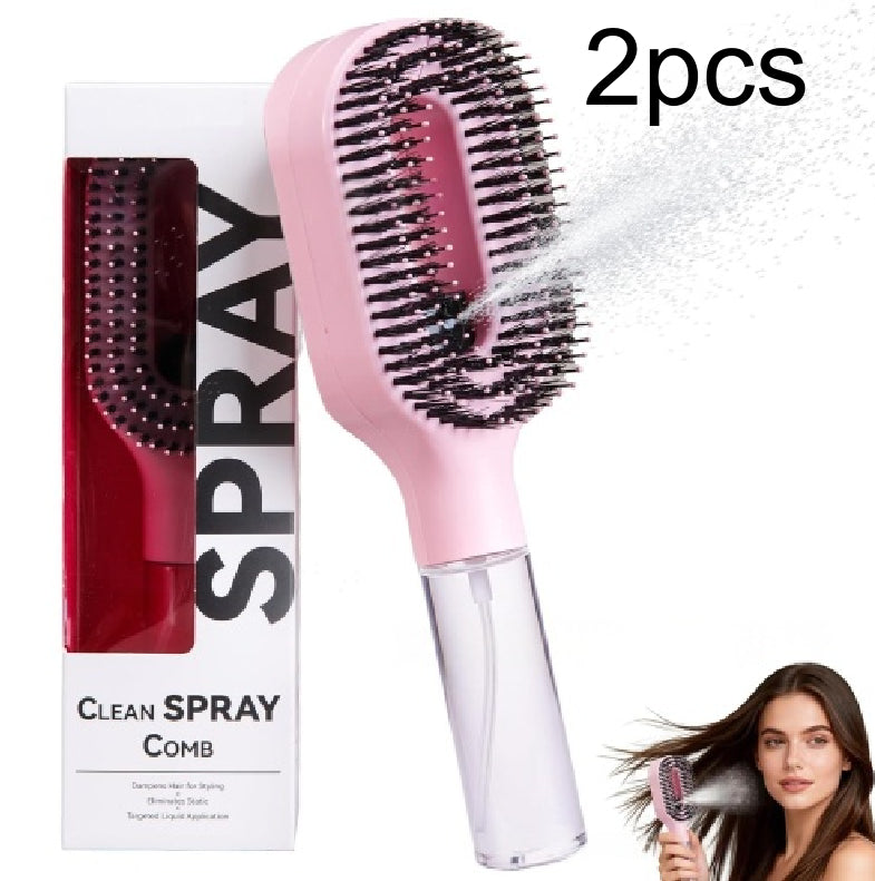 2-in-1 Mist Spray Detangling Hairbrush – Scalp Massage & Anti-Static Care