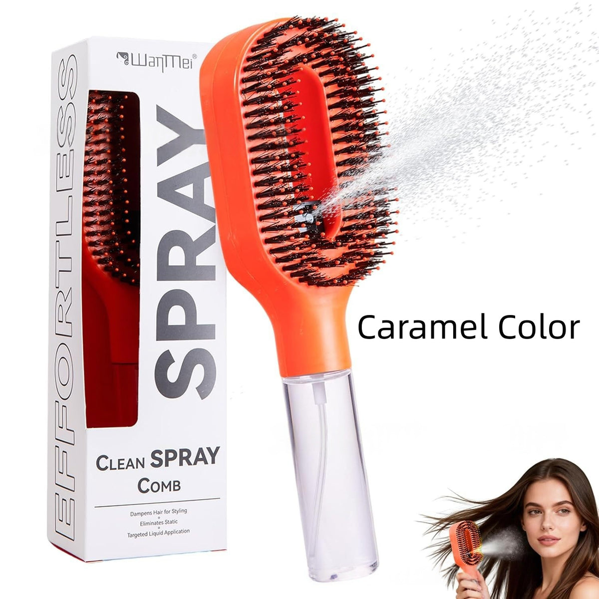 2-in-1 Mist Spray Detangling Hairbrush – Scalp Massage & Anti-Static Care