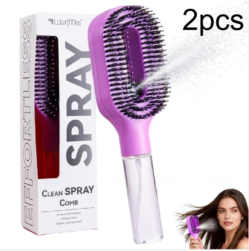 2-in-1 Mist Spray Detangling Hairbrush – Scalp Massage & Anti-Static Care